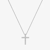 Yes, Please!, (G/I2) Womens 1/10 CT. T.W. Lab Grown White Diamond Sterling Silver Cross 18 Inch Pendant Necklace