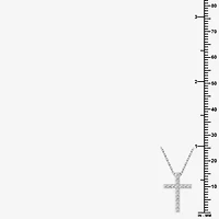 Yes, Please!, (G/I2) Womens 1/10 CT. T.W. Lab Grown White Diamond Sterling Silver Cross 18 Inch Pendant Necklace