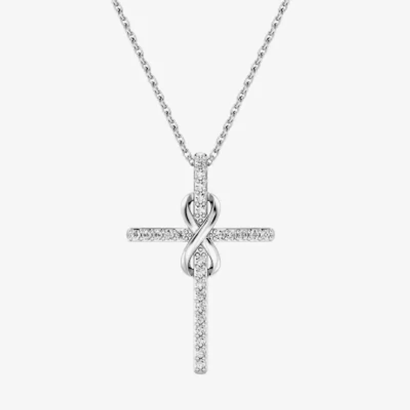Yes, Please! (G/Si1-Si2) Womens 1/4 CT. T.W. Lab Grown White Diamond Sterling Silver Cross Infinity Pendant