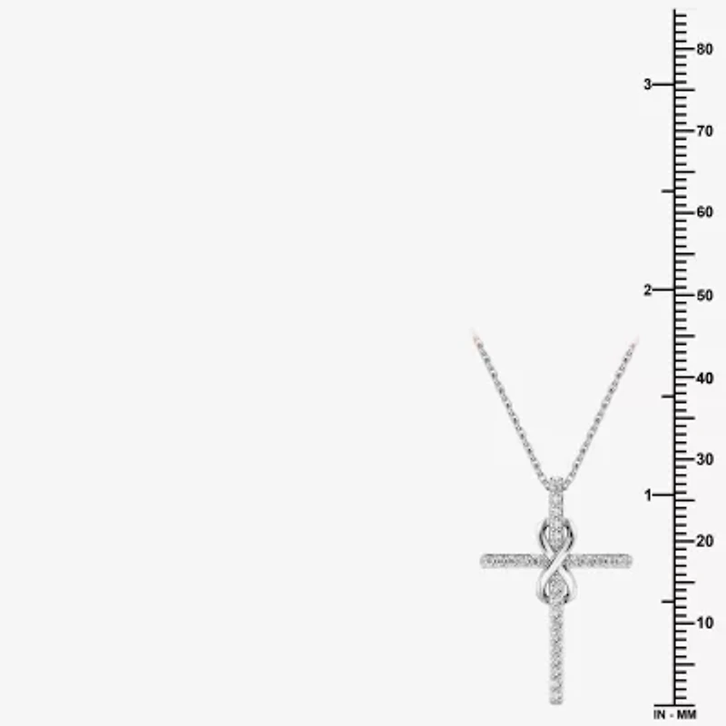 Yes, Please! (G/Si1-Si2) Womens 1/4 CT. T.W. Lab Grown White Diamond Sterling Silver Cross Infinity Pendant