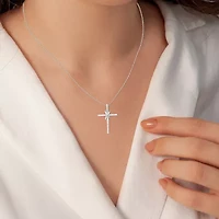 Yes, Please! (G/Si1-Si2) Womens 1/4 CT. T.W. Lab Grown White Diamond Sterling Silver Cross Infinity Pendant