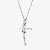 Yes, Please! (G/Si1-Si2) Womens 1/4 CT. T.W. Lab Grown White Diamond Sterling Silver Cross Infinity Pendant