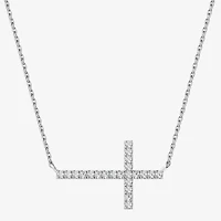 Yes, Please! (G, Si1-Si2) Womens 1/4 CT. T.W. Lab Grown White Diamond Sterling Silver Cross 18 Inch Pendant Necklace