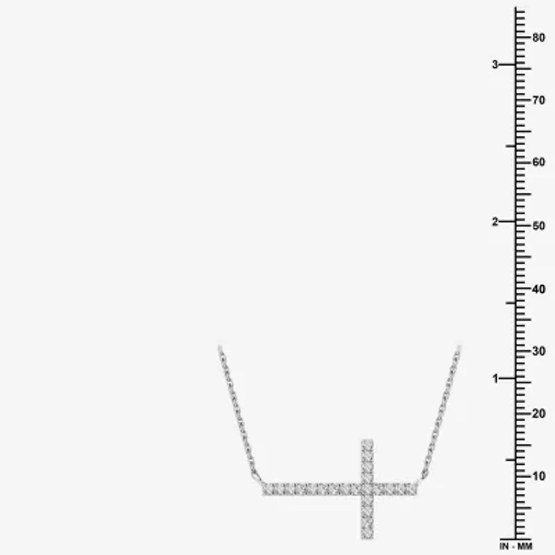 Yes, Please! (G, Si1-Si2) Womens 1/4 CT. T.W. Lab Grown White Diamond Sterling Silver Cross 18 Inch Pendant Necklace