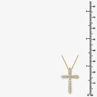 Yes, Please! (G/Si1-Si2) Womens 1/4 CT. T.W. Lab Grown White Diamond 14K Gold Over Silver Cross Pendant