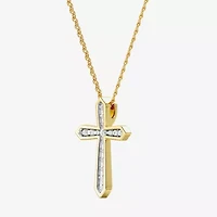 Yes, Please! (G/Si1-Si2) Womens 1/4 CT. T.W. Lab Grown White Diamond 14K Gold Over Silver Cross Pendant