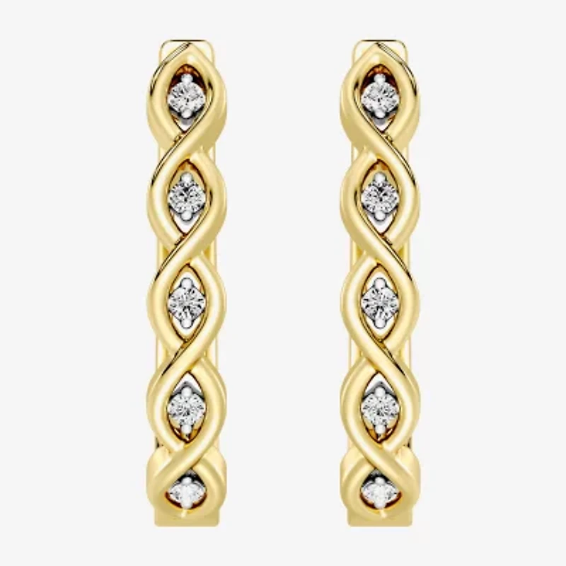 Yes, Please! (G, I2) Womens 1/10 CT. T.W. Lab Grown White Diamond 14K Gold Over Silver 21.4mm Hoop Earrings