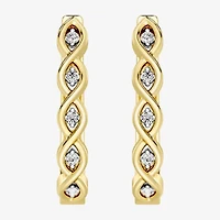 Yes, Please! (G, I2) Womens 1/10 CT. T.W. Lab Grown White Diamond 14K Gold Over Silver 21.4mm Hoop Earrings