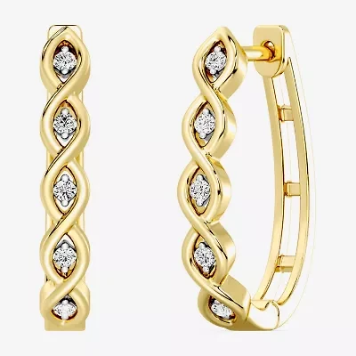 Yes, Please! (G, I2) Womens 1/10 CT. T.W. Lab Grown White Diamond 14K Gold Over Silver 21.4mm Hoop Earrings