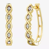 Yes, Please! (G, I2) Womens 1/10 CT. T.W. Lab Grown White Diamond 14K Gold Over Silver 21.4mm Hoop Earrings