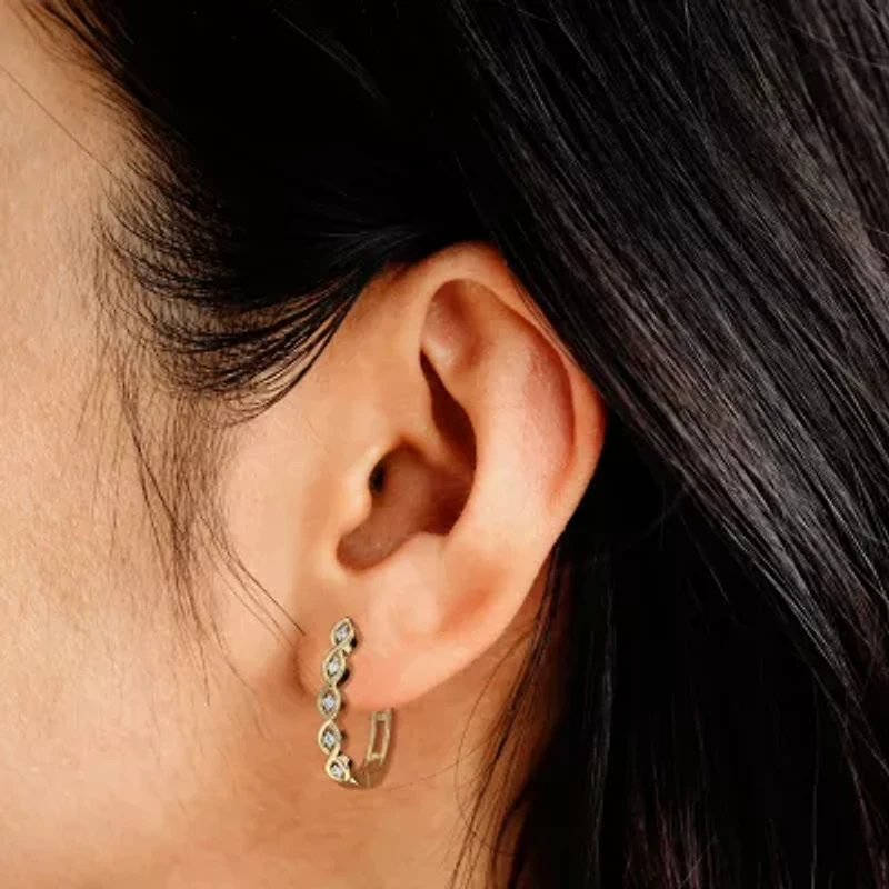 Yes, Please! (G, I2) Womens 1/10 CT. T.W. Lab Grown White Diamond 14K Gold Over Silver 21.4mm Hoop Earrings
