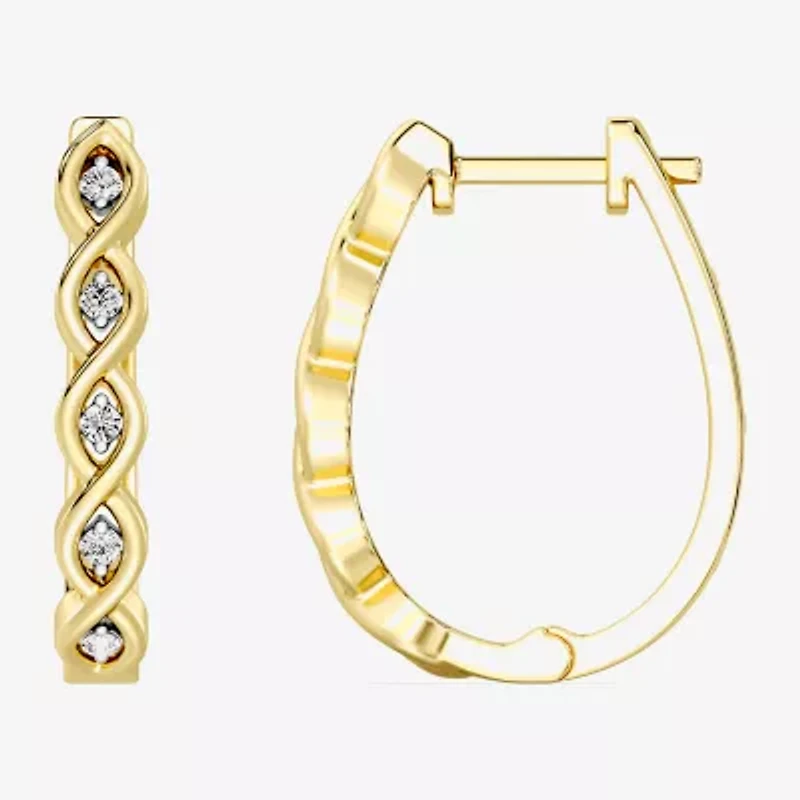 Yes, Please! (G, I2) Womens 1/10 CT. T.W. Lab Grown White Diamond 14K Gold Over Silver 21.4mm Hoop Earrings