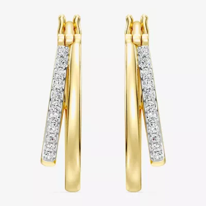 Yes, Please! Womens 1/4 CT. T.W. Lab Grown White Diamond Sterling Silver 20.6mm Hoop Earrings