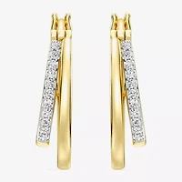 Yes, Please! Womens 1/4 CT. T.W. Lab Grown White Diamond Sterling Silver 20.6mm Hoop Earrings