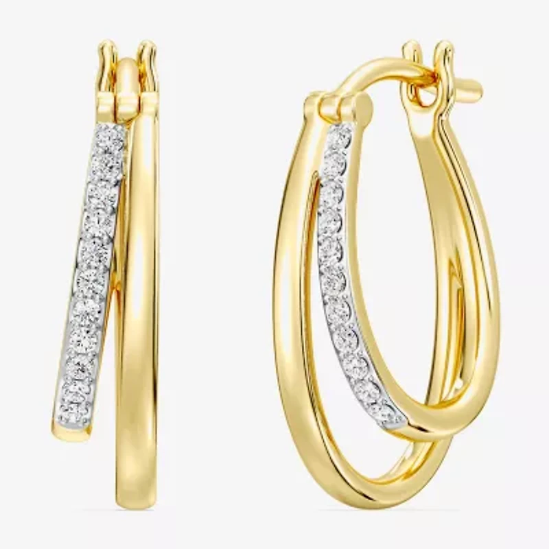 Yes, Please! Womens 1/4 CT. T.W. Lab Grown White Diamond Sterling Silver 20.6mm Hoop Earrings