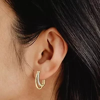 Yes, Please! Womens 1/4 CT. T.W. Lab Grown White Diamond Sterling Silver 20.6mm Hoop Earrings