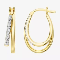 Yes, Please! Womens 1/4 CT. T.W. Lab Grown White Diamond Sterling Silver 20.6mm Hoop Earrings