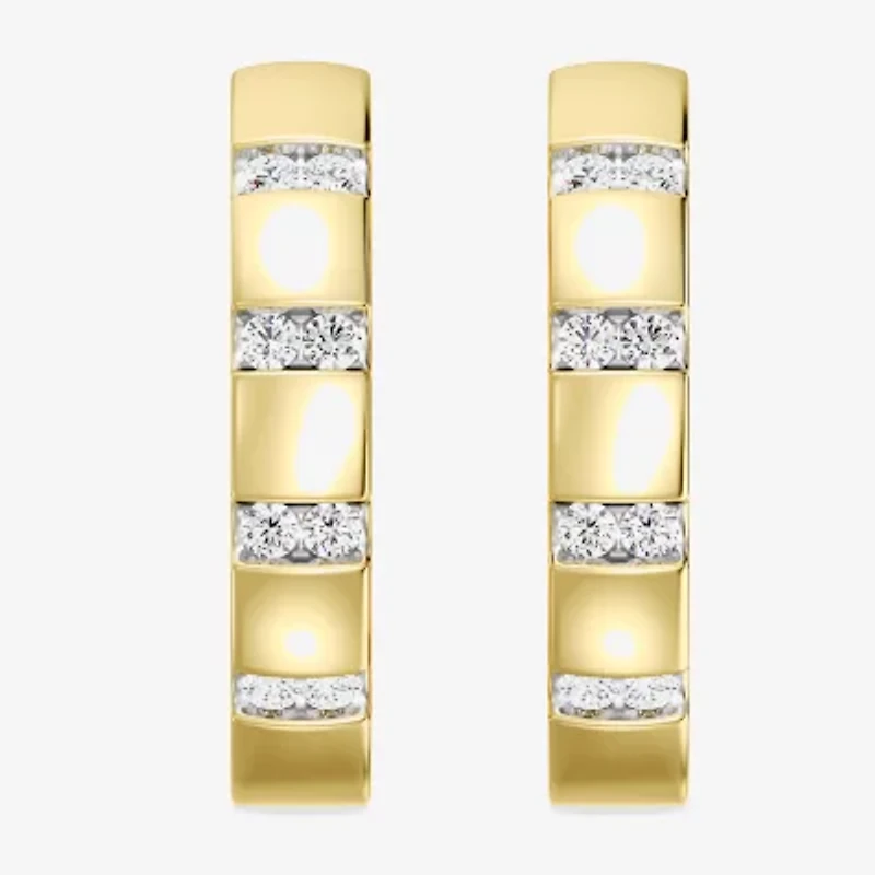Yes Please! (Si1-Si2, G) Womens 1/4 CT. T.W. Lab Grown White Diamond 14K Gold Over Silver 20.2mm Hoop Earrings
