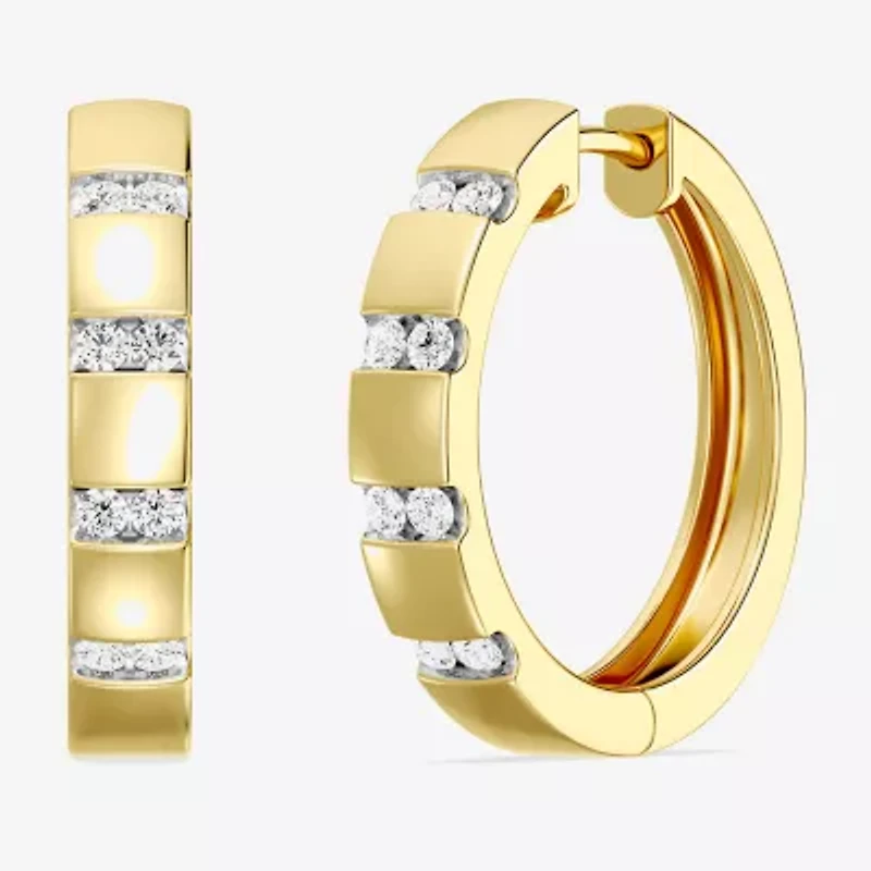 Yes Please! (Si1-Si2, G) Womens 1/4 CT. T.W. Lab Grown White Diamond 14K Gold Over Silver 20.2mm Hoop Earrings