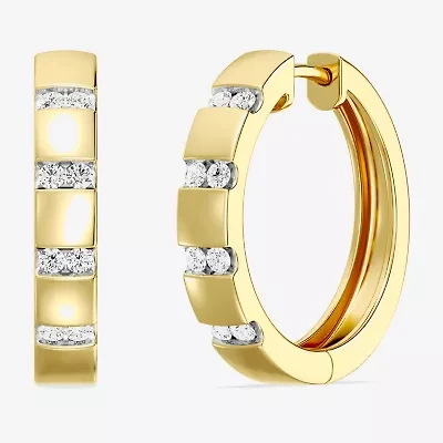 Yes Please! (Si1-Si2, G) Womens 1/4 CT. T.W. Lab Grown White Diamond 14K Gold Over Silver 20.2mm Hoop Earrings