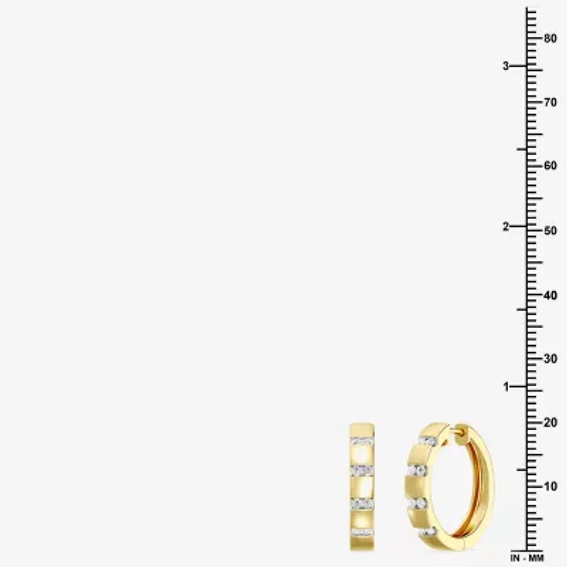 Yes Please! (Si1-Si2, G) Womens 1/4 CT. T.W. Lab Grown White Diamond 14K Gold Over Silver 20.2mm Hoop Earrings