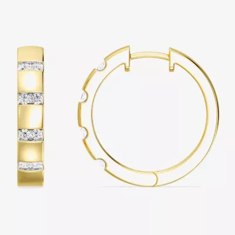 Yes Please! (Si1-Si2, G) Womens 1/4 CT. T.W. Lab Grown White Diamond 14K Gold Over Silver 20.2mm Hoop Earrings
