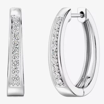 Yes, Please! (G, Si1-Si2) Womens 1/4 CT. T.W. Lab Grown White Diamond Sterling Silver 19.6mm Hoop Earrings