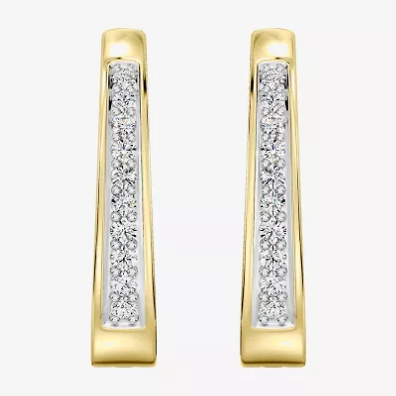 Yes, Please! (G, Si1-Si2) Womens 1/4 CT. T.W. Lab Grown White Diamond Sterling Silver 19.6mm Hoop Earrings