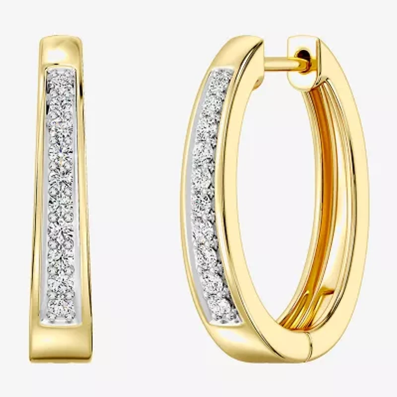 Yes, Please! (G, Si1-Si2) Womens 1/4 CT. T.W. Lab Grown White Diamond Sterling Silver 19.6mm Hoop Earrings