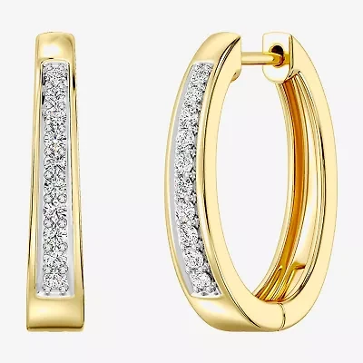 Yes, Please! (G, Si1-Si2) Womens 1/4 CT. T.W. Lab Grown White Diamond Sterling Silver 19.6mm Hoop Earrings