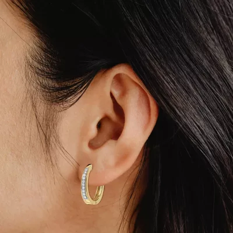 Yes, Please! (G, Si1-Si2) Womens 1/4 CT. T.W. Lab Grown White Diamond Sterling Silver 19.6mm Hoop Earrings