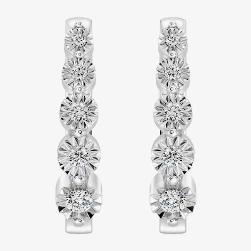 Yes, Please! (G/Si1-Si2) Womens 1 1/4 CT. T.W. Lab Grown White Diamond Sterling Silver 19.9mm Hoop Earrings