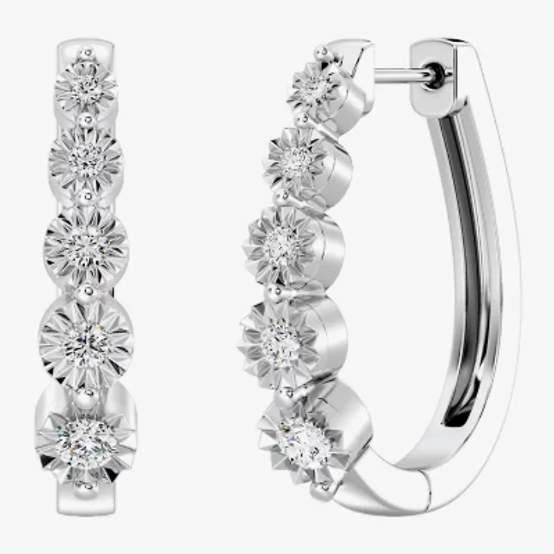 Yes, Please! (G/Si1-Si2) Womens 1 1/4 CT. T.W. Lab Grown White Diamond Sterling Silver 19.9mm Hoop Earrings