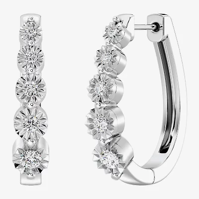 Yes, Please! (G/Si1-Si2) Womens 1 1/4 CT. T.W. Lab Grown White Diamond Sterling Silver 19.9mm Hoop Earrings