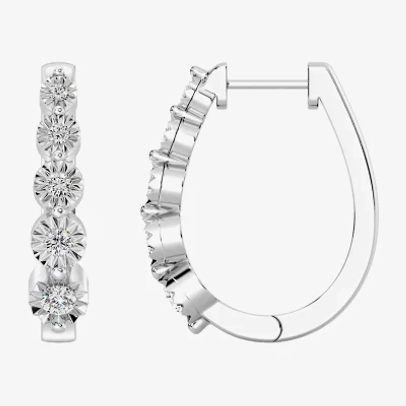 Yes, Please! (G/Si1-Si2) Womens 1 1/4 CT. T.W. Lab Grown White Diamond Sterling Silver 19.9mm Hoop Earrings