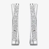 Yes, Please! (G, Si1-Si2) Womens 1/4 CT. T.W. Lab Grown White Diamond Sterling Silver 19.2mm Hoop Earrings
