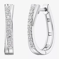 Yes, Please! (G, Si1-Si2) Womens 1/4 CT. T.W. Lab Grown White Diamond Sterling Silver 19.2mm Hoop Earrings