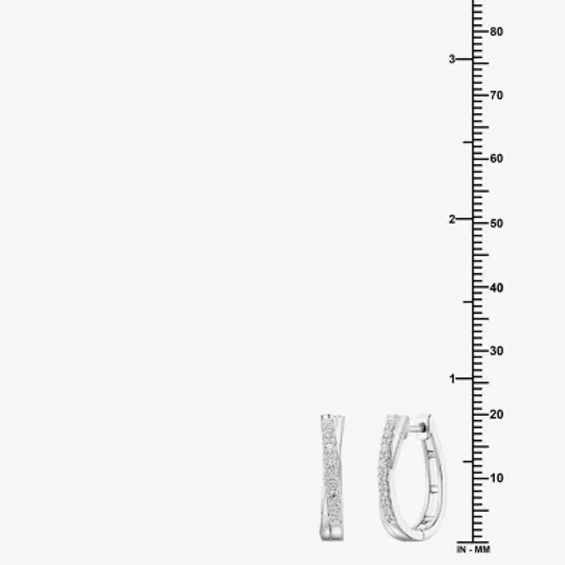 Yes, Please! (G, Si1-Si2) Womens 1/4 CT. T.W. Lab Grown White Diamond Sterling Silver 19.2mm Hoop Earrings