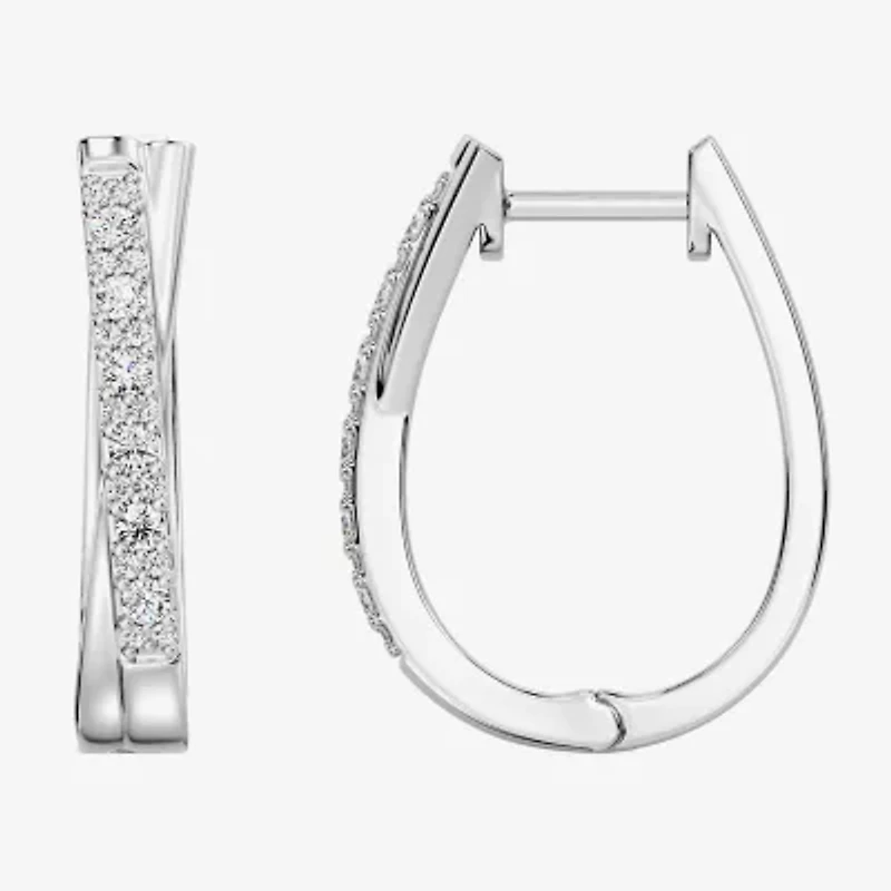 Yes, Please! (G, Si1-Si2) Womens 1/4 CT. T.W. Lab Grown White Diamond Sterling Silver 19.2mm Hoop Earrings