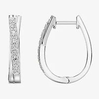 Yes, Please! (G, Si1-Si2) Womens 1/4 CT. T.W. Lab Grown White Diamond Sterling Silver 19.2mm Hoop Earrings