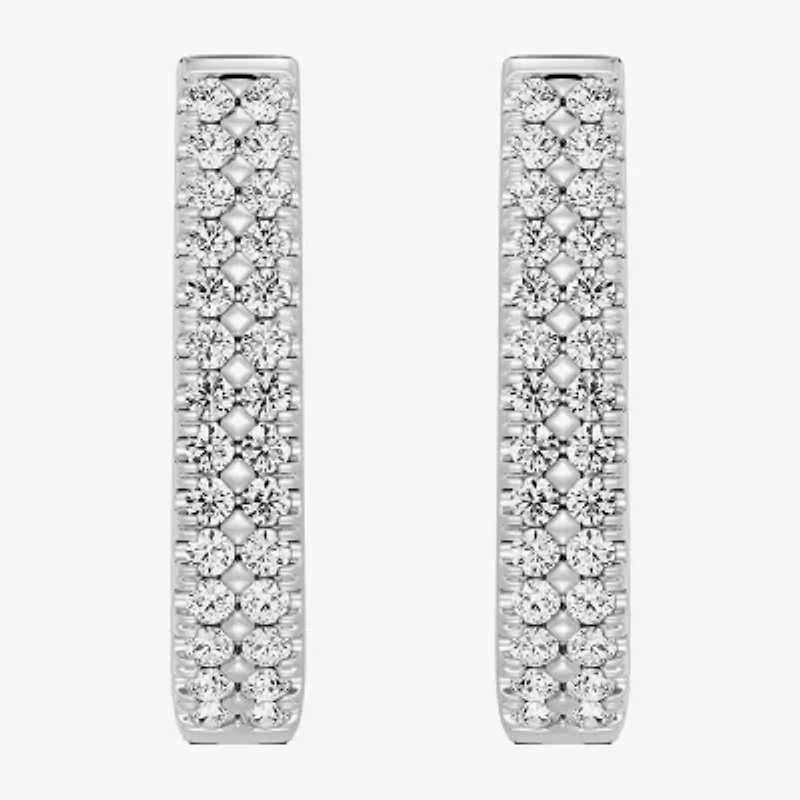 F/ Si1-Si2 Womens 2 CT. T.W. Lab Grown White Diamond Sterling Silver 29.1mm Round Hoop Earrings