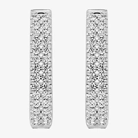 F/ Si1-Si2 Womens 2 CT. T.W. Lab Grown White Diamond Sterling Silver 29.1mm Round Hoop Earrings