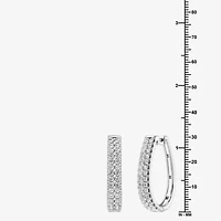F/ Si1-Si2 Womens 2 CT. T.W. Lab Grown White Diamond Sterling Silver 29.1mm Round Hoop Earrings