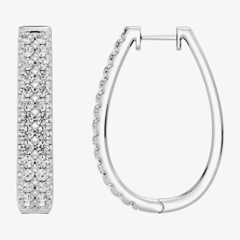 F/ Si1-Si2 Womens 2 CT. T.W. Lab Grown White Diamond Sterling Silver 29.1mm Round Hoop Earrings