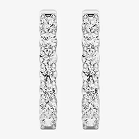(F, Si1-Si2) Womens 2 CT. T.W. Lab Grown White Diamond Sterling Silver 23.4mm Hoop Earrings