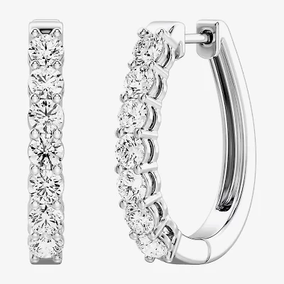 (F, Si1-Si2) Womens 2 CT. T.W. Lab Grown White Diamond Sterling Silver 23.4mm Hoop Earrings