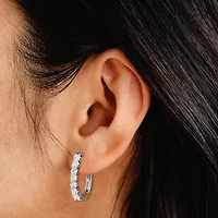 (F, Si1-Si2) Womens 2 CT. T.W. Lab Grown White Diamond Sterling Silver 23.4mm Hoop Earrings