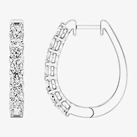 (F, Si1-Si2) Womens 2 CT. T.W. Lab Grown White Diamond Sterling Silver 23.4mm Hoop Earrings