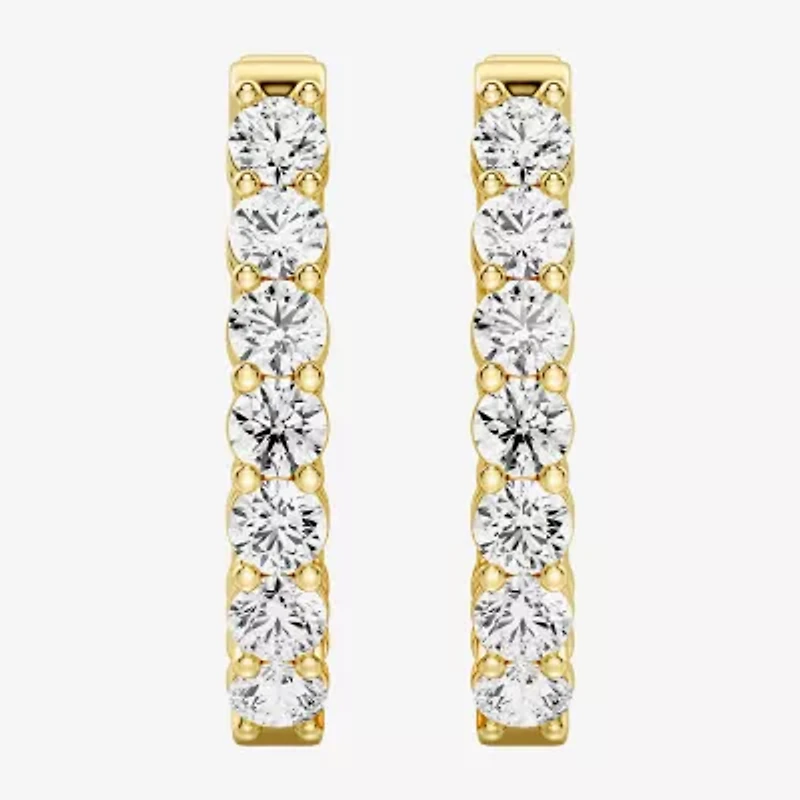 (F, Si1-Si2) Womens 2 CT. T.W. Lab Grown White Diamond 14K Gold Over Silver 23.4mm Hoop Earrings