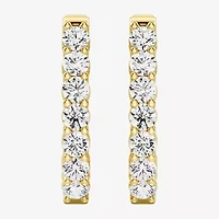 (F, Si1-Si2) Womens 2 CT. T.W. Lab Grown White Diamond 14K Gold Over Silver 23.4mm Hoop Earrings